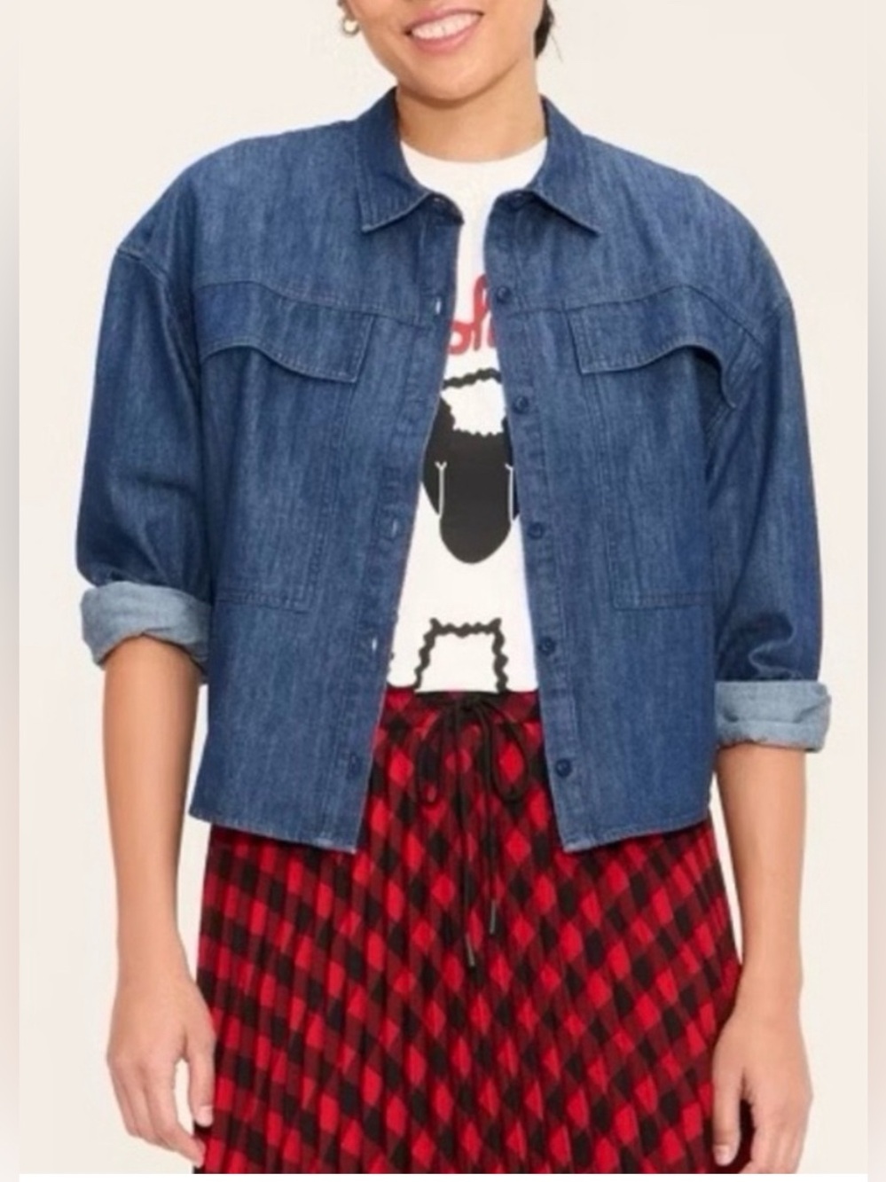 💙 NWT Woolrich Women’s Long Sleeve Button-Down Denim Utility Shirt Size 1X 💙